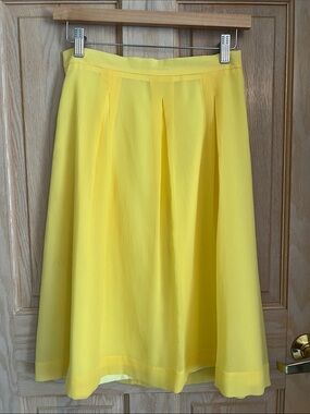 Ann Taylor Sunny Yellow Midi Pleated Skirt